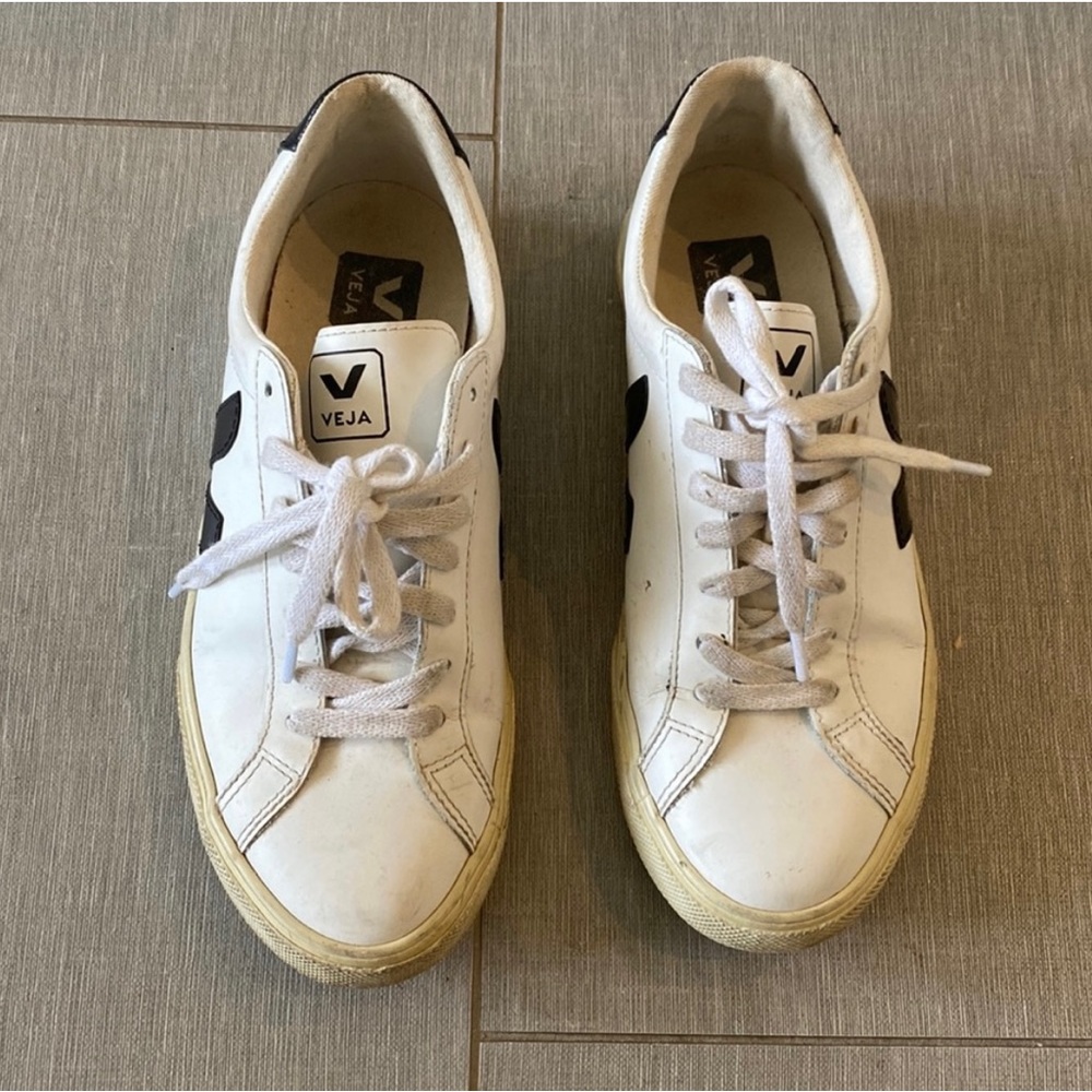 Veja White Sneakers with Black V Logo